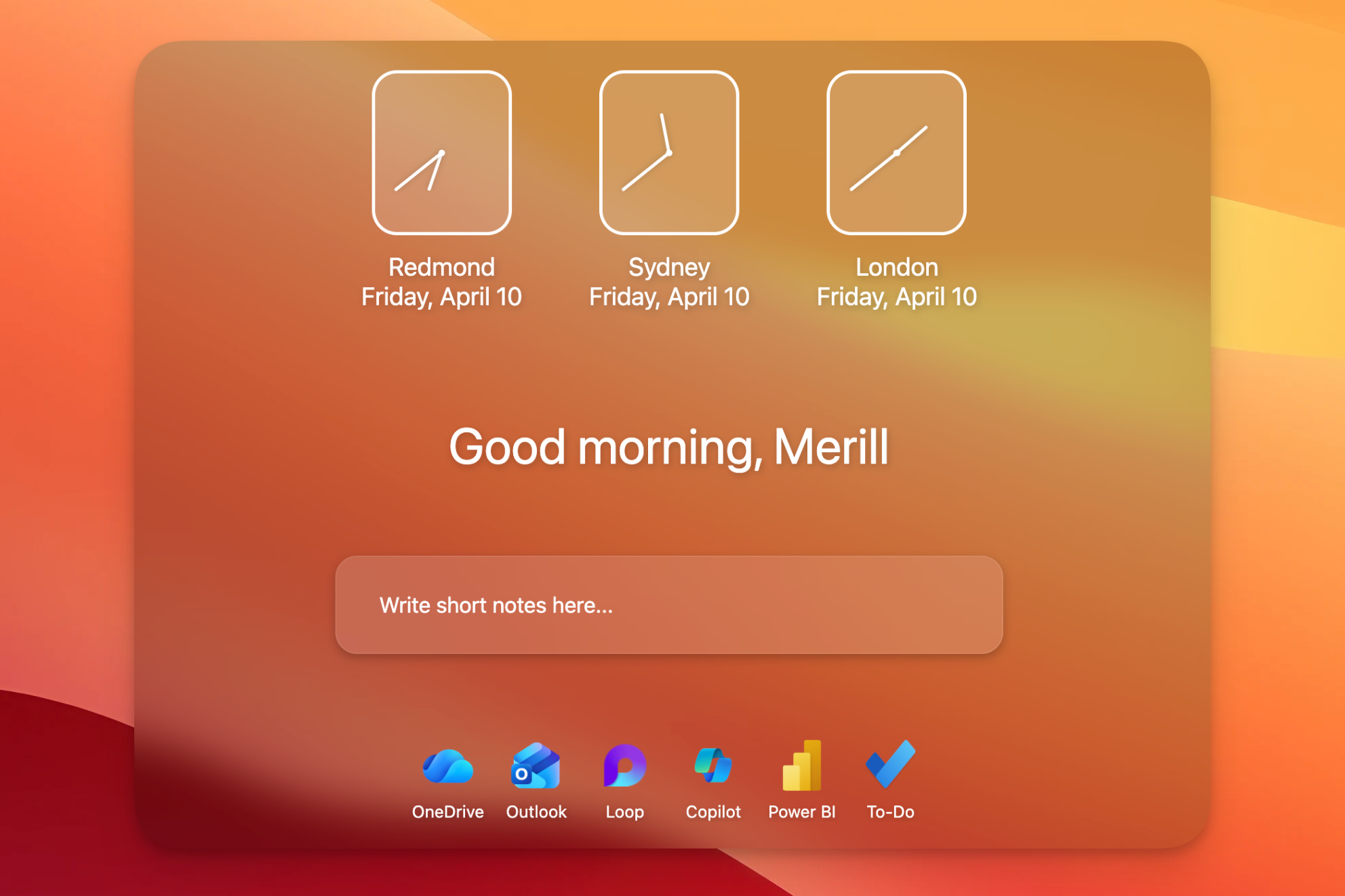 New tab page with custom background, clock, and world time zones